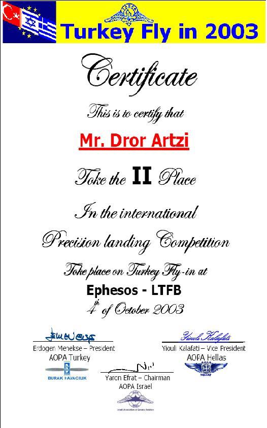 International AOPA second place precision landig competetion